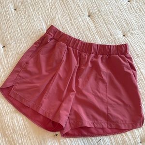 Zella Taylor Getaway High Waist Stretch Shorts Pink Medium